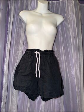 H&M Black Athletic Shorts with White Drawstring